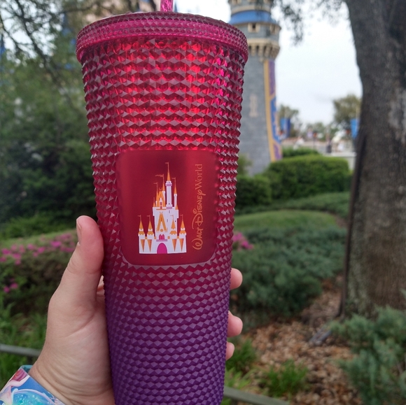 NIB Disney Starbucks Tumbler with Straw- Cinderella Castle Pink Purple Ombre - Picture 2 of 6